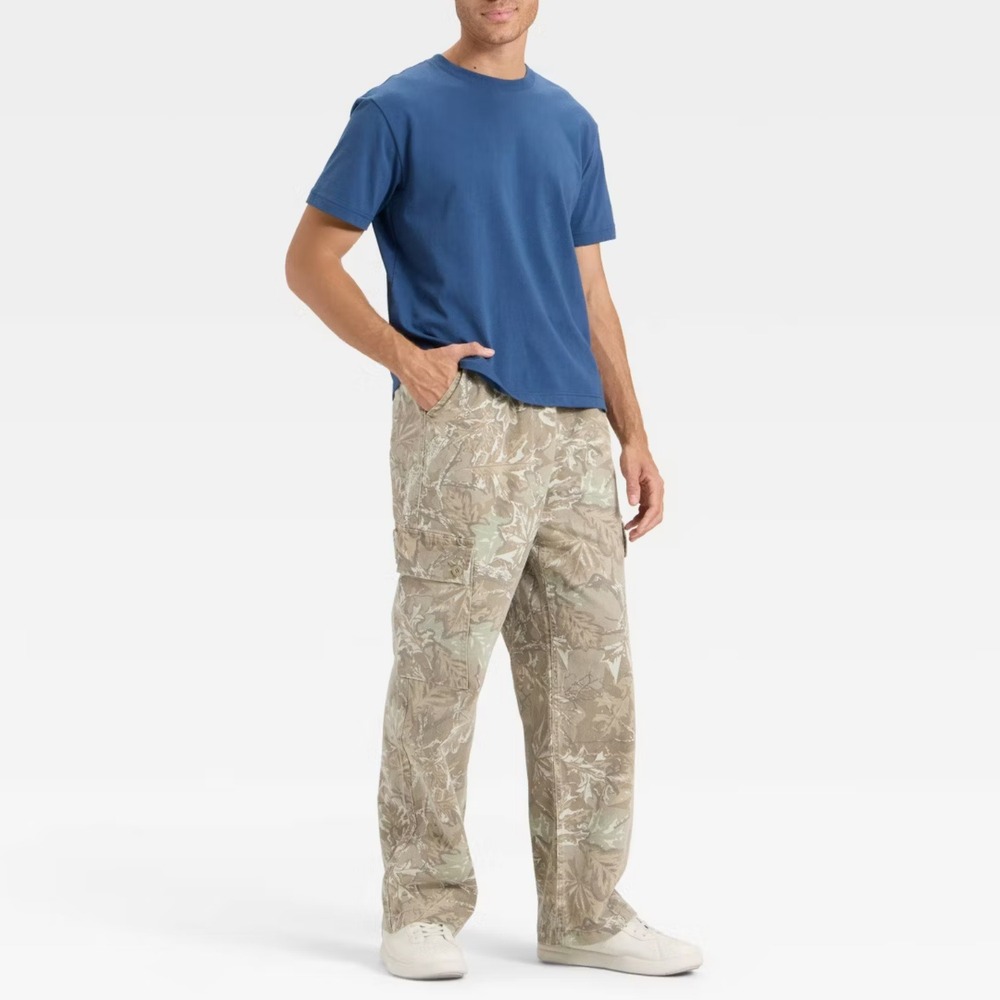 Original Use Men's S Brown Camo Leaf Print Baggy Utility Cargo Pants